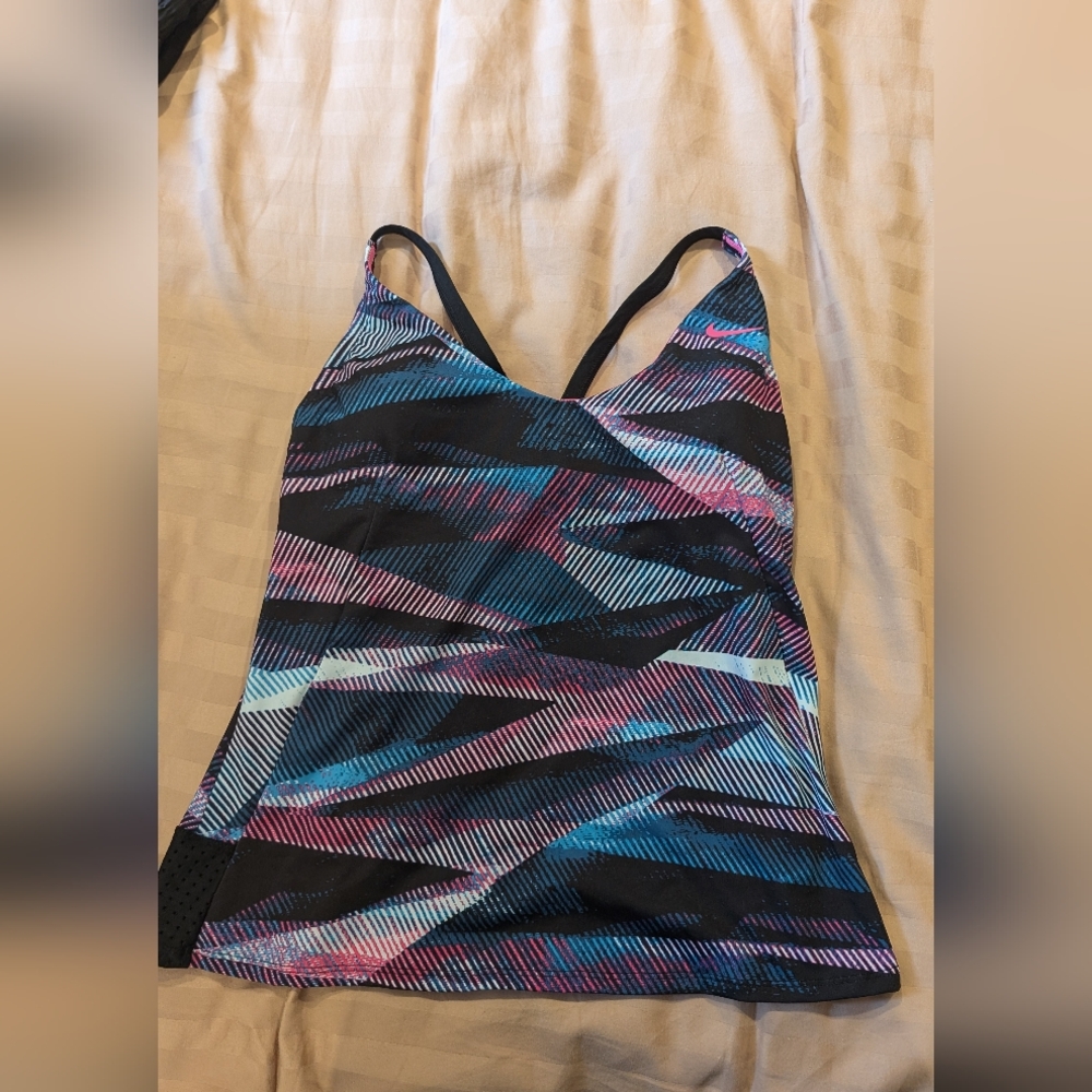 Nike athletic tank top, pink/blue/black, size medium